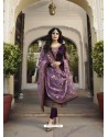 Trendy Dark Purple Embroidered Straight Salwar Suit
