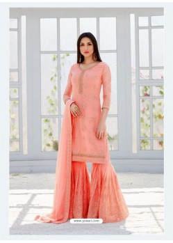 Fabulous Peach Embroidered Designer Salwar Suit