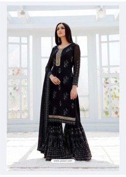 Trendy Black Embroidered Designer Salwar Suit
