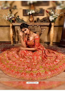 Awesome Red Heavy Embroidered Designer Lehenga Choli