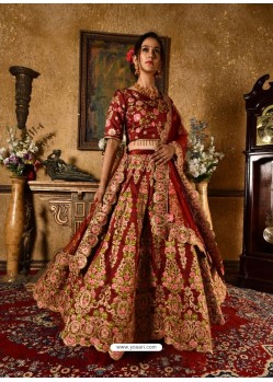 Trendy Maroon Heavy Embroidered Designer Lehenga Choli