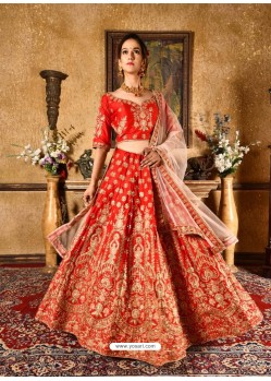 Awesome Red Heavy Embroidered Designer Lehenga Choli