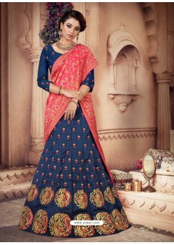 Classy Navy Blue Heavy Embroidered Designer Lehenga Choli