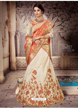 Classy Cream Heavy Embroidered Designer Lehenga Choli