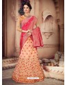 Awesome Peach Heavy Embroidered Designer Lehenga Choli