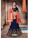 Classy Navy Blue Heavy Embroidered Designer Lehenga Choli