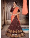 Awesome Brown Heavy Embroidered Designer Lehenga Choli