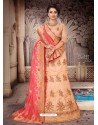 Awesome Peach Heavy Embroidered Designer Lehenga Choli