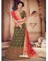 Awesome Olive Green Heavy Embroidered Designer Lehenga Choli