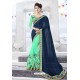 Navy And Sea Green Georgette Embroidered Designer Saree