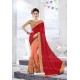 Red And Orange Georgette Embroidered Designer Saree