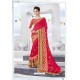 Pretty Red Georgette Embroidered Designer Saree