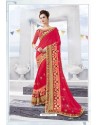 Pretty Red Georgette Embroidered Designer Saree