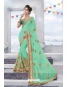 Sea Green Georgette Embroidered Designer Saree