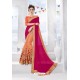 Rani And Orange Georgette Embroidered Designer Saree