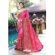 Fuchsia Georgette Embroidered Designer Saree