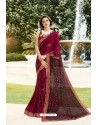 Maroon Art Silk Embroidered Party Wear Saree