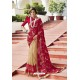 Red And Cream Art Silk Embroidered Party Wear Saree