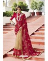 Red And Cream Art Silk Embroidered Party Wear Saree