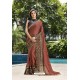 Brown Art Silk Embroidered Party Wear Saree