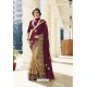 Deep Scarlet And Cream Art Silk Embroidered Party Wear Saree