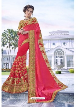 Crimson Georgette Stone Worked Party Wear Saree