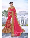 Crimson Georgette Stone Worked Party Wear Saree