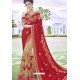 Stylish Red And Beige Georgette Party Wear Saree