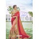 Elegant Red And Pink Georgette Party Wear Saree