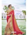 Elegant Red And Pink Georgette Party Wear Saree