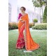 Orange And Peach Georgette Stone Worked Party Wear Saree