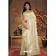Classy Cream Silk Wedding Party Wear Saree