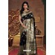 Classy Black Silk Wedding Party Wear Saree