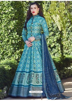 Ravishing Sky Blue Embroidered Designer Anarkali Suit