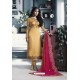Ravishing Mustard Embroidered Churidar Salwar Suit