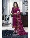 Trendy Purple Embroidered Churidar Salwar Suit