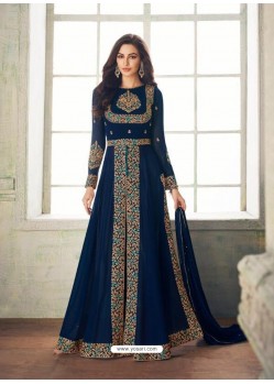 Fabulous Teal Blue Designer Anarkali Suit