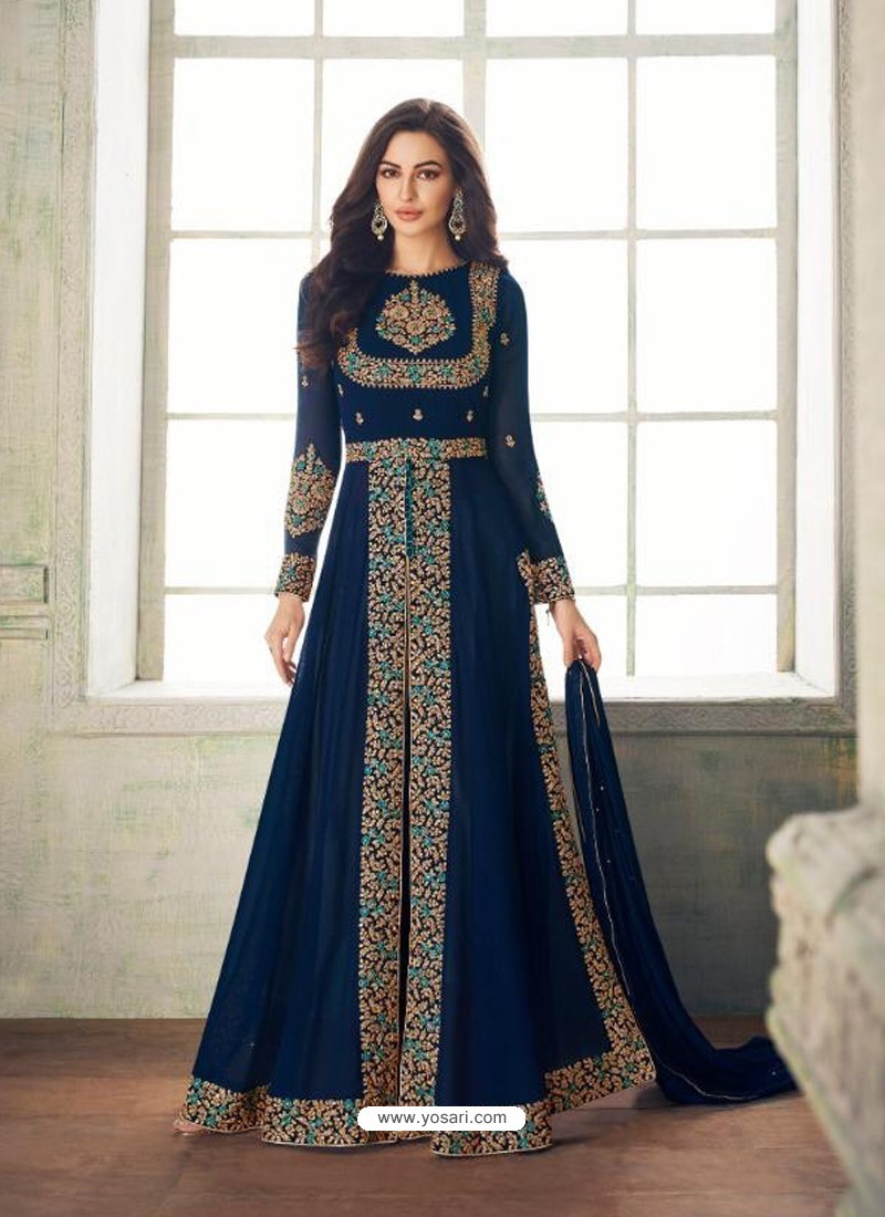 Buy Fabulous Teal Blue Designer Anarkali Suit | Anarkali Suits