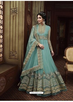 Fabulous Sky Blue Designer Anarkali Suit