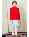 Dashing Red And White Designer Kurta Pajama For Boys