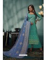 Awesome Aqua Mint Embroidered Palazzo Salwar Suit