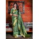 Awesome Green Silk Wedding Party Wear Saree