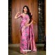 Classy Pink Silk Wedding Party Wear Saree