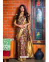 Classy Brown Silk Wedding Party Wear Saree