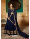 Scintillating Dark Blue Embroidered Designer Anarkali Suit