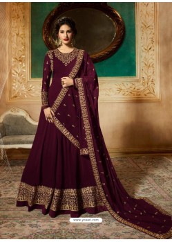 Scintillating Purple Embroidered Designer Anarkali Suit