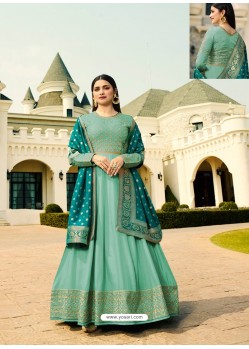 Ravishing Turquoise Embroidered Designer Anarkali Suit