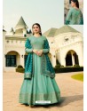 Ravishing Turquoise Embroidered Designer Anarkali Suit