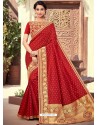 Classy Red Silk Wedding Party Wear Sari