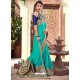 Awesome Firozi Silk Wedding Party Wear Sari